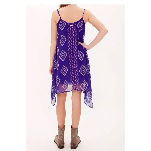 Billabong Rapid Waves Handkerchief Hem Shift Sleeveless Tissue Chiffon Dress S - Picture 3 of 12